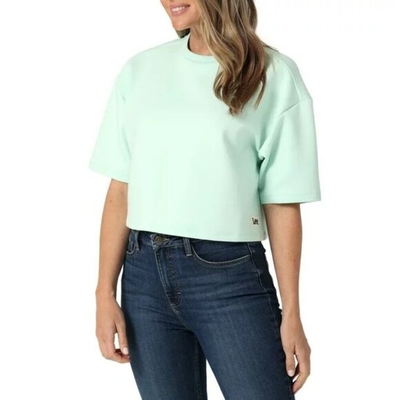 Lee Tops - NWOT Lee Women's Cropped Tee Sweatshirt Women's Size XL Green Seaglass‎